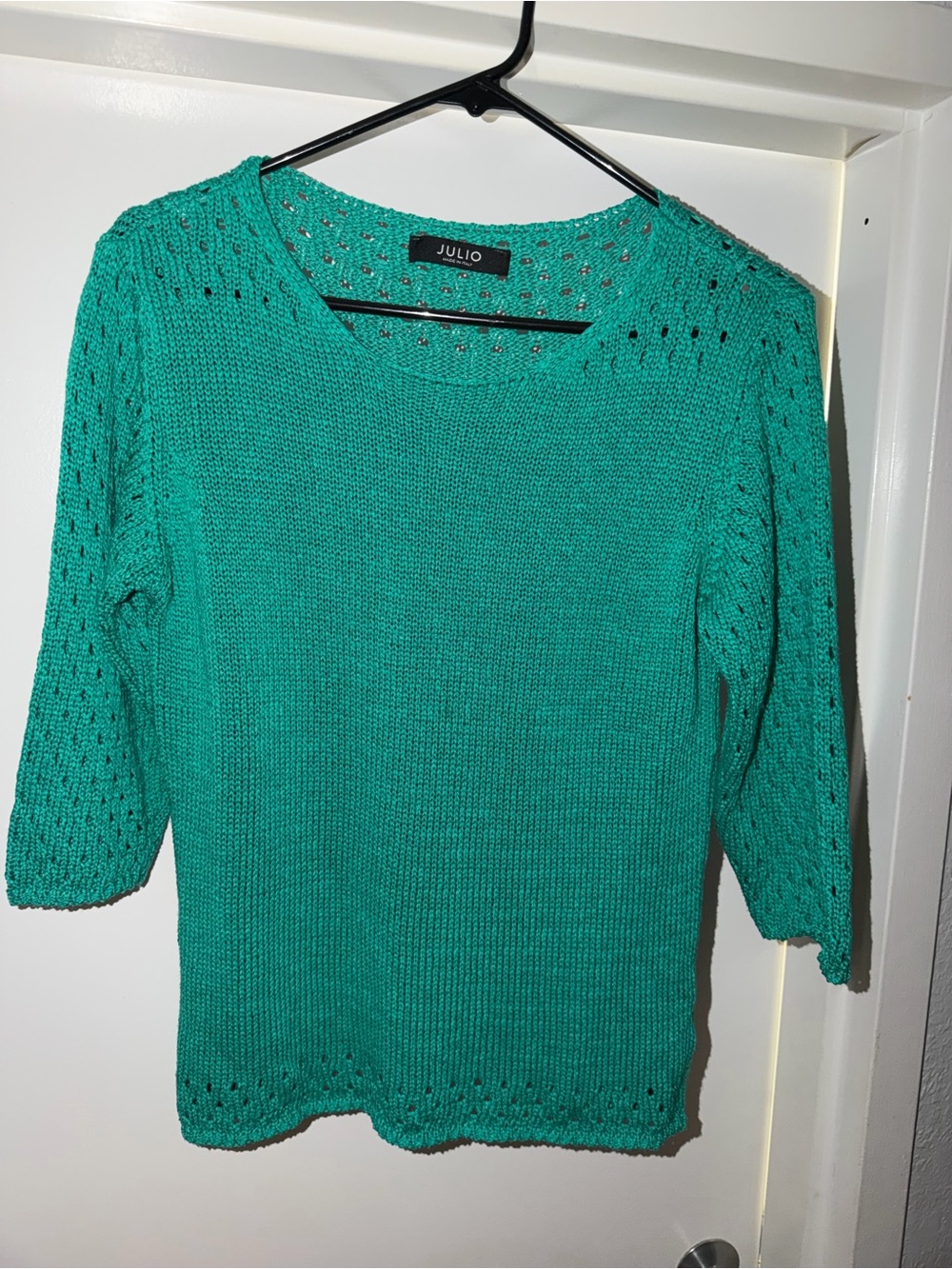 Julio Women's Teal Scoop Neck Knit Sweater Italy